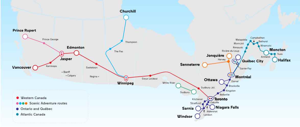 Trans Canada Rail Route Map